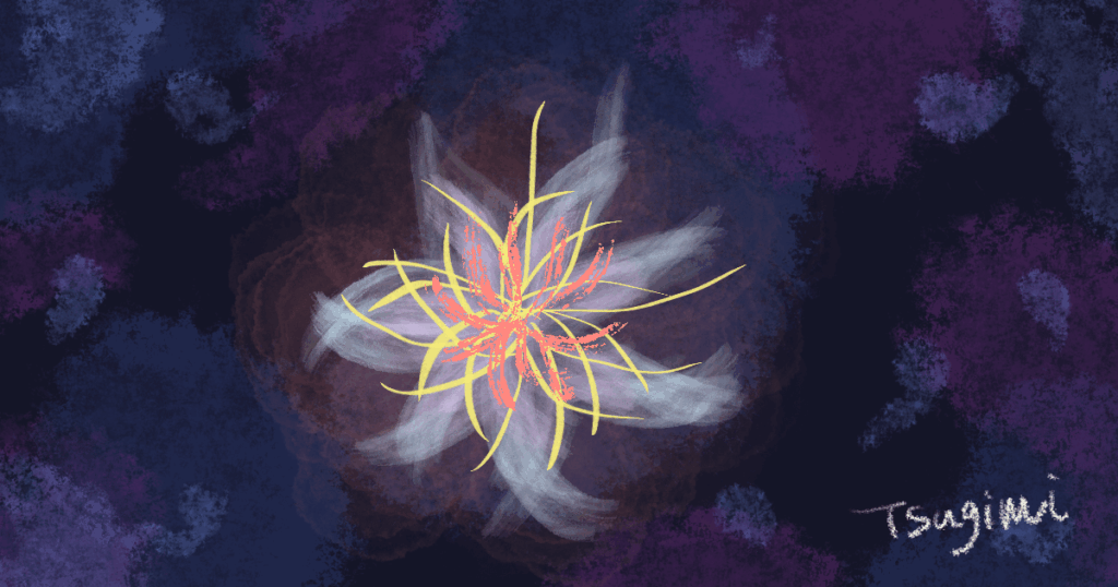 宇宙に咲く花をイメージしたイラスト。