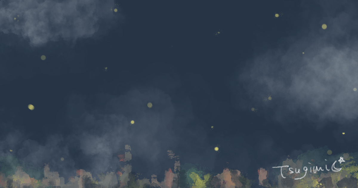 夜の街の月のない空をイメージしたイラスト。