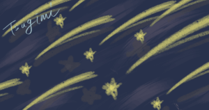 流れ星が降るイラスト。